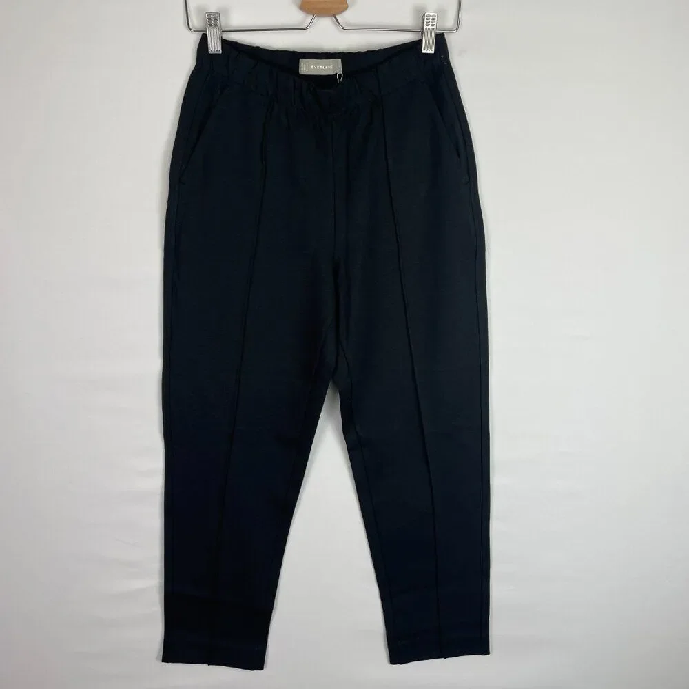 Everlane The Dream High Rise Pintuck Knit Pull On Work Office Pant Black S